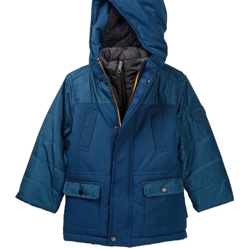Hawke & Co. NEW Jacket Kids Reggie Hooded Tonal Vestee Parka (Little Boys)
